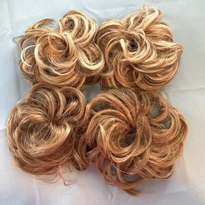 NWOT- HAIR- 4- Messy Hair Bun Pieces, Elastic Wavy Curly Hair Bun Extensions.